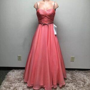 Mac Duggal Womens Ball Gown Orange Ruched Maxi Sweetheart Neck Sleeveless 0